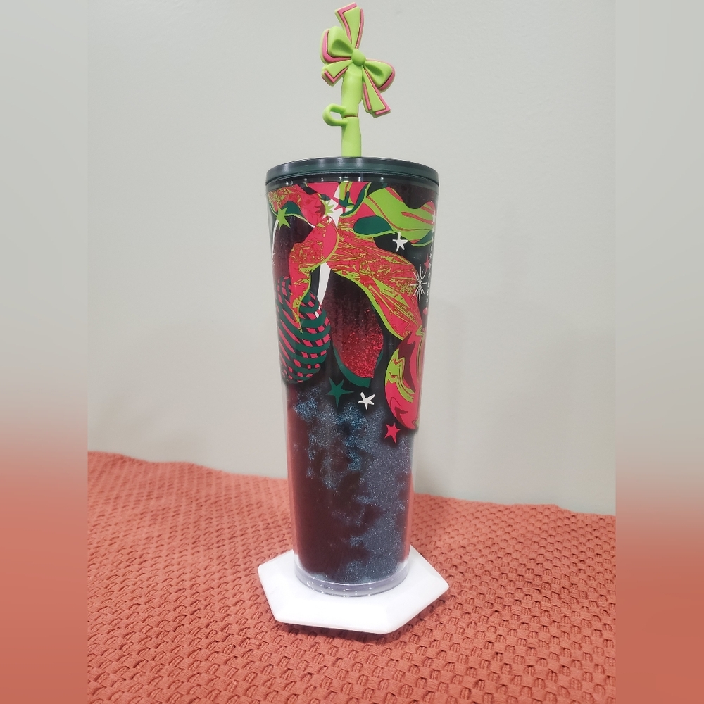Festive Holiday Tumbler with Straw